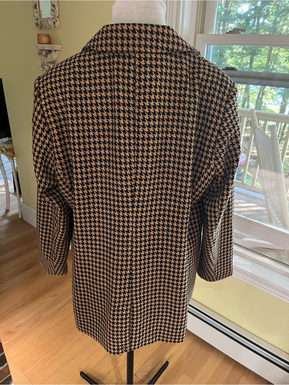 NINE WEST Black & Tan Vintage Houndstooth Wool Single Button Blazer XL NWOT - Picture 6 of 8